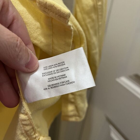 Vintage Gap Shirt Womens Size M Yellow Linen Blend Button Up Beach Coastal Y2K - Picture 6 of 10